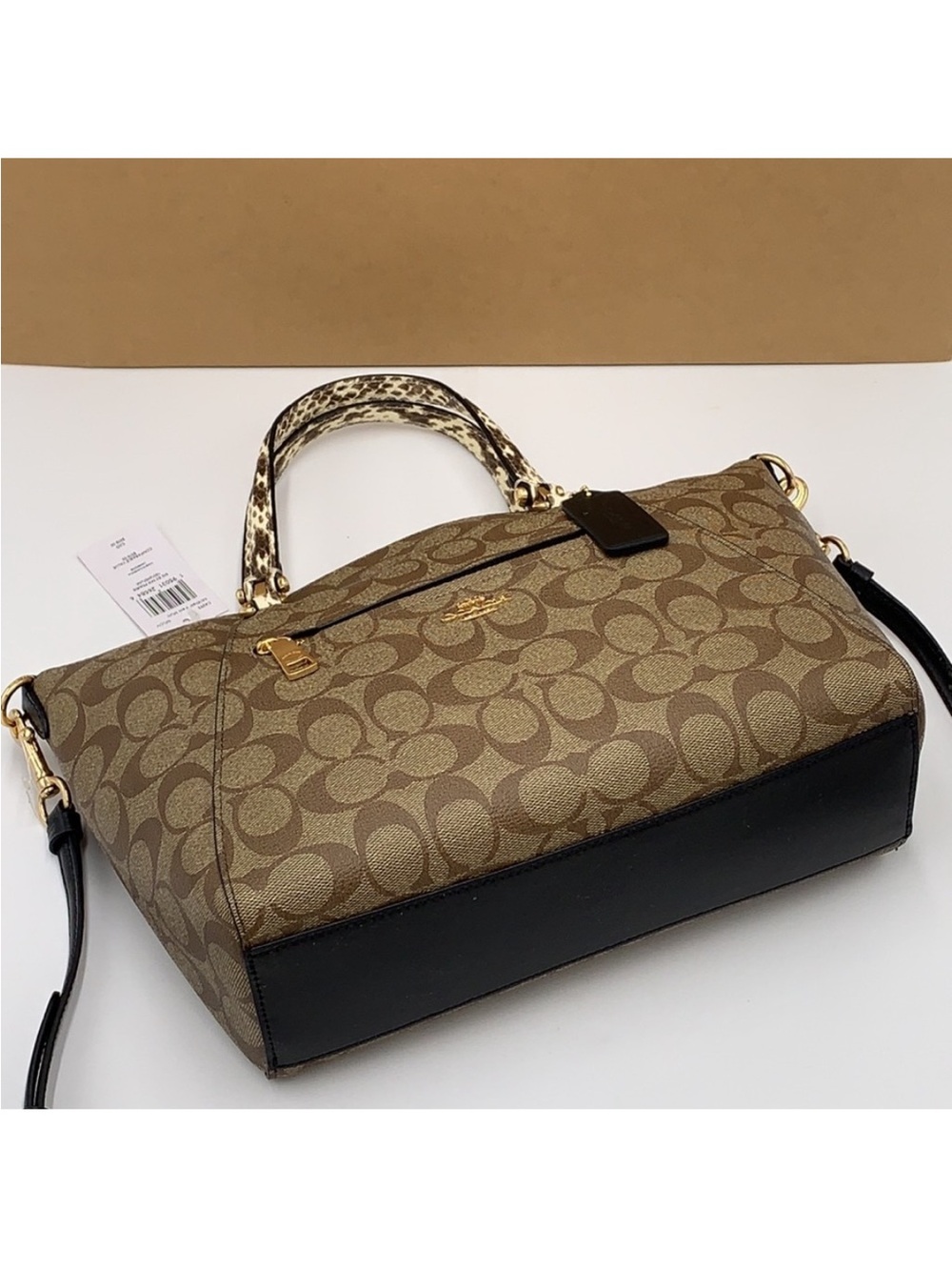COACH Prairie Satchel / Shoulder In Colorblock
Signature Canvas Khaki/Black - Picture 9 of 16